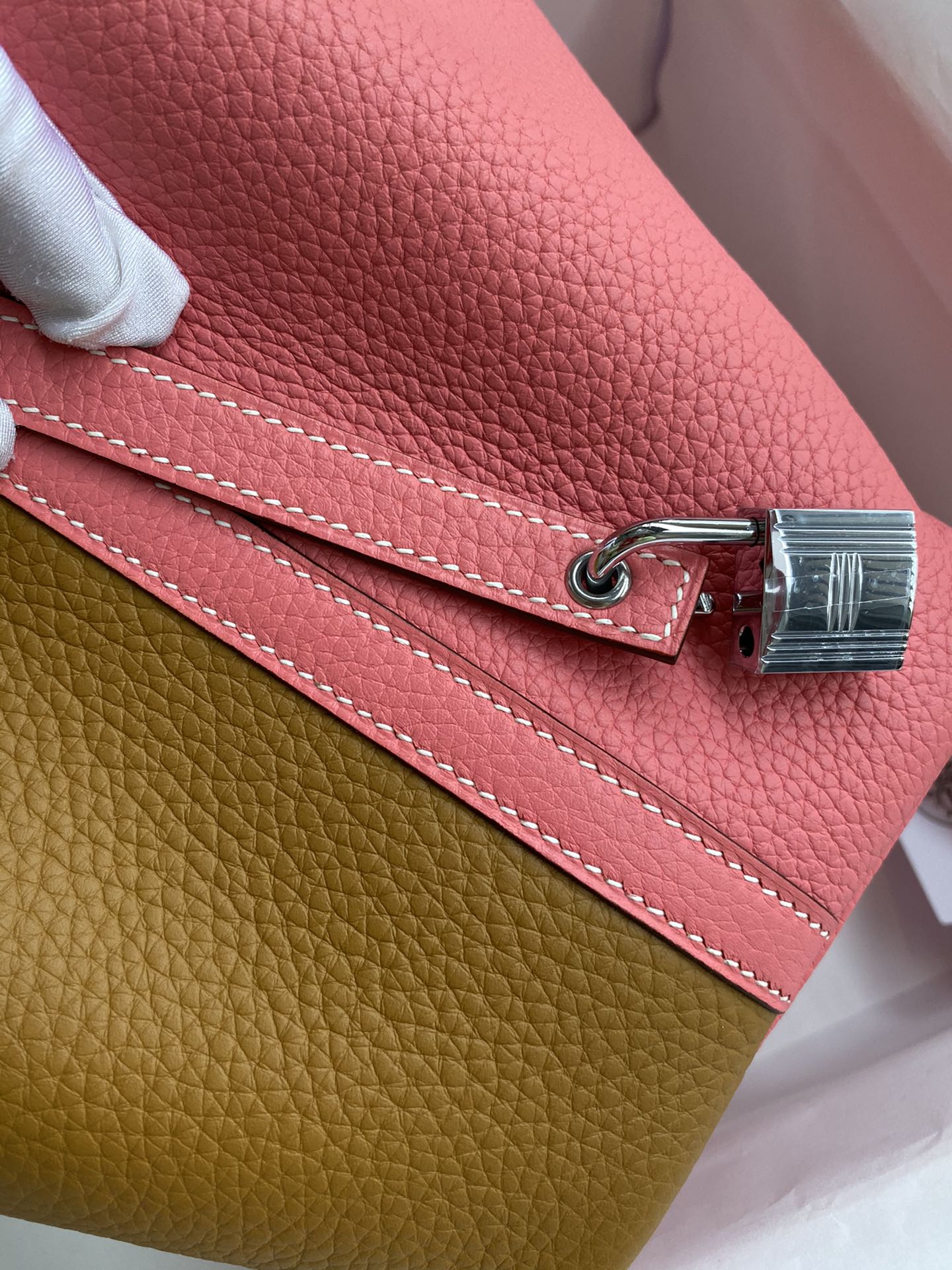 Hermes Picotin Lock 18 Bag In Pink/Brown Clemence Leather